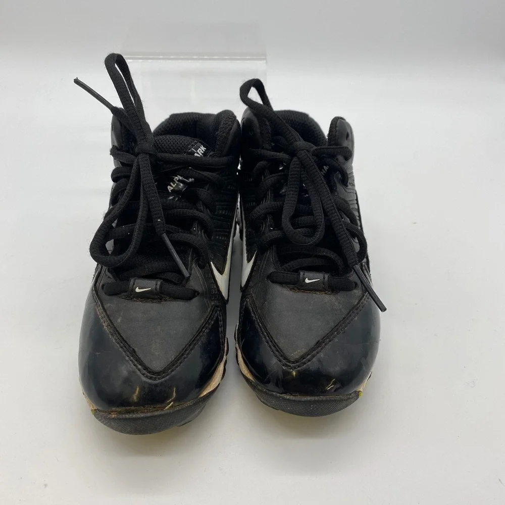 Nike Alpha Shark 2 Football Cleats Kids 10C Black White 642771-001 Fastflex